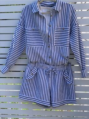 Matching Separates-
Button Down Shirt & Drawstring Shorts
Up West